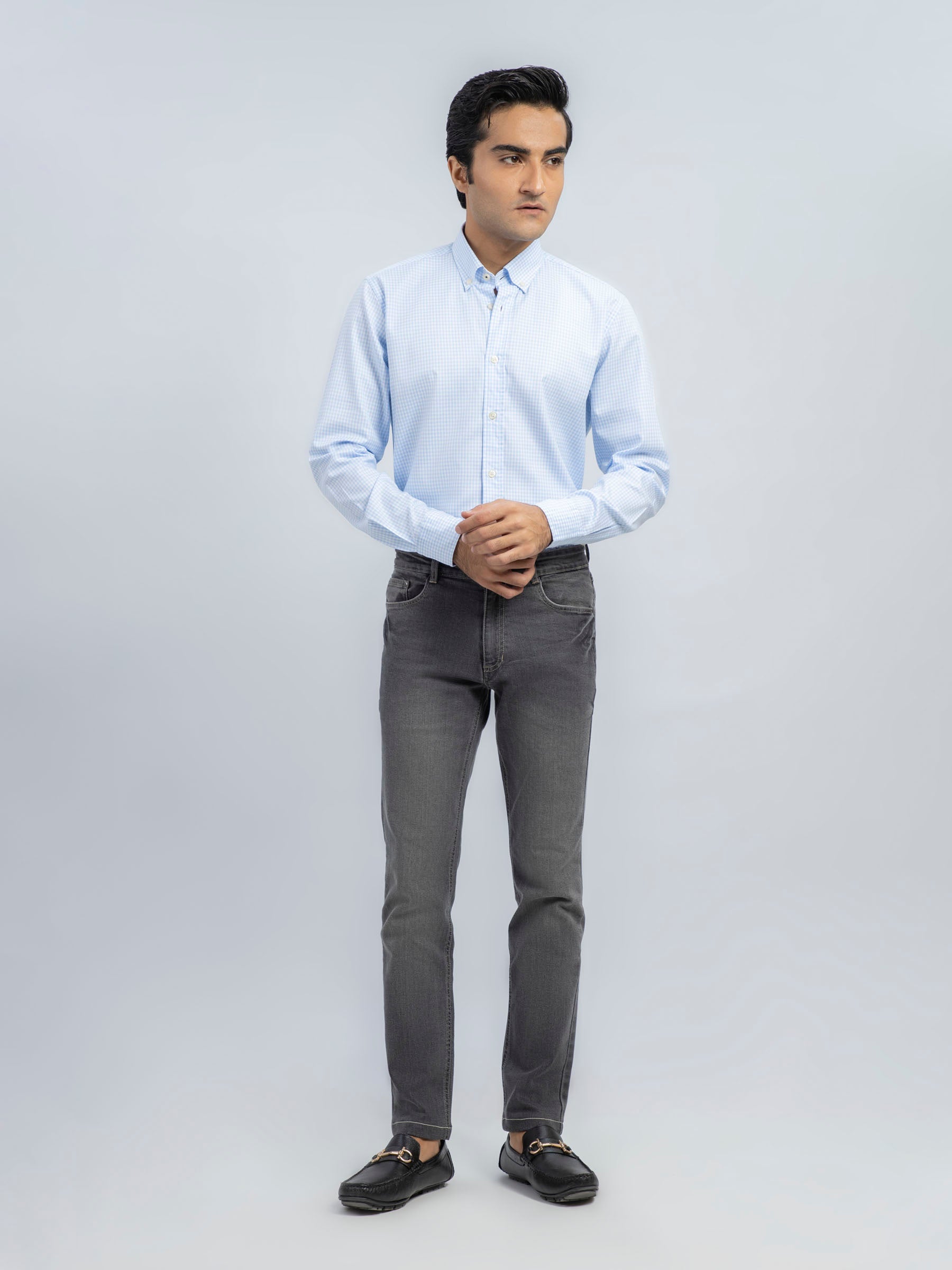Light Blue Structured Gingham Shirt