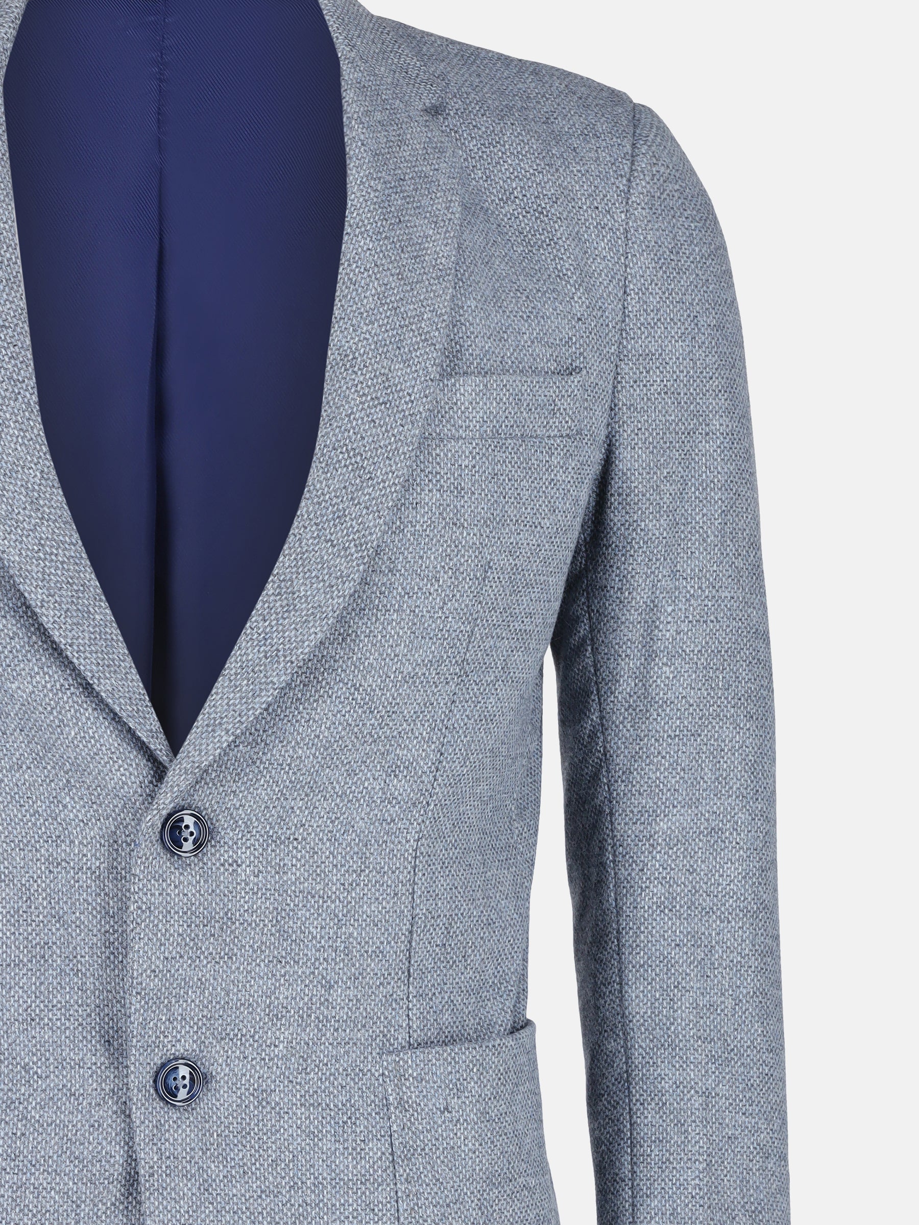 Light Blue & Grey Wool & Cashmere Blazer - Sartoria