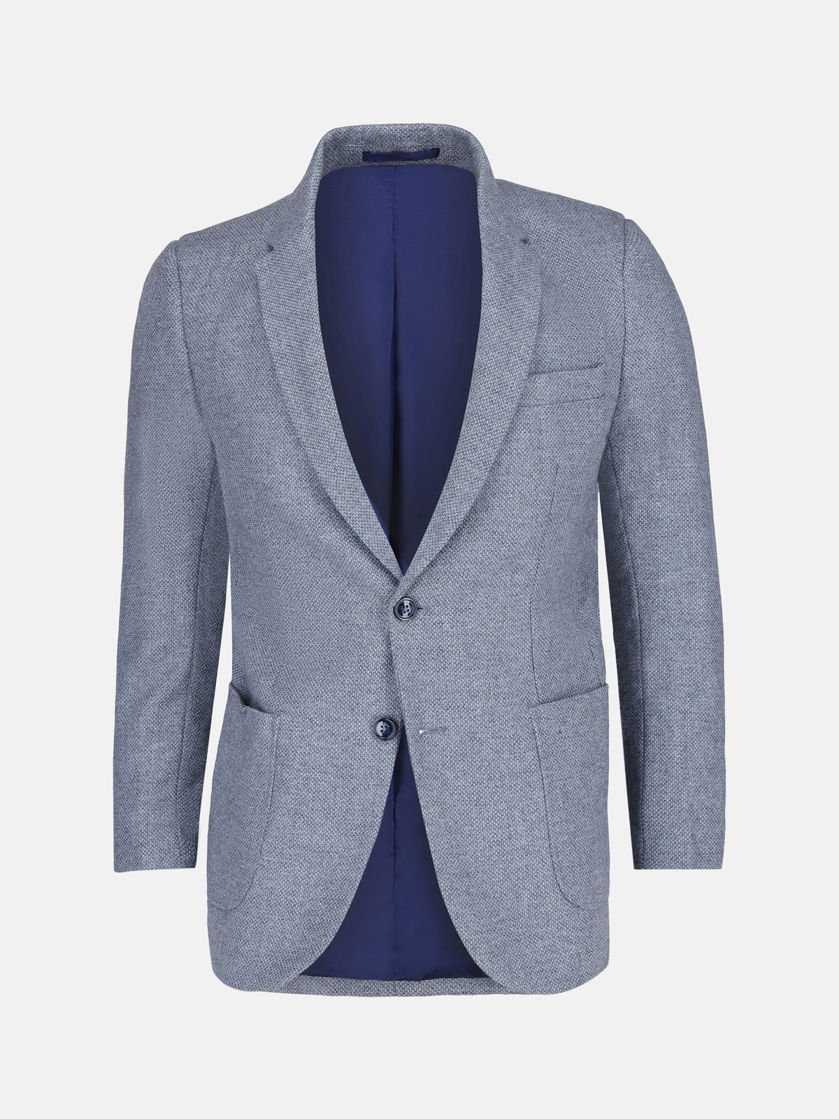 Light Blue & Grey Wool & Cashmere Blazer - Sartoria