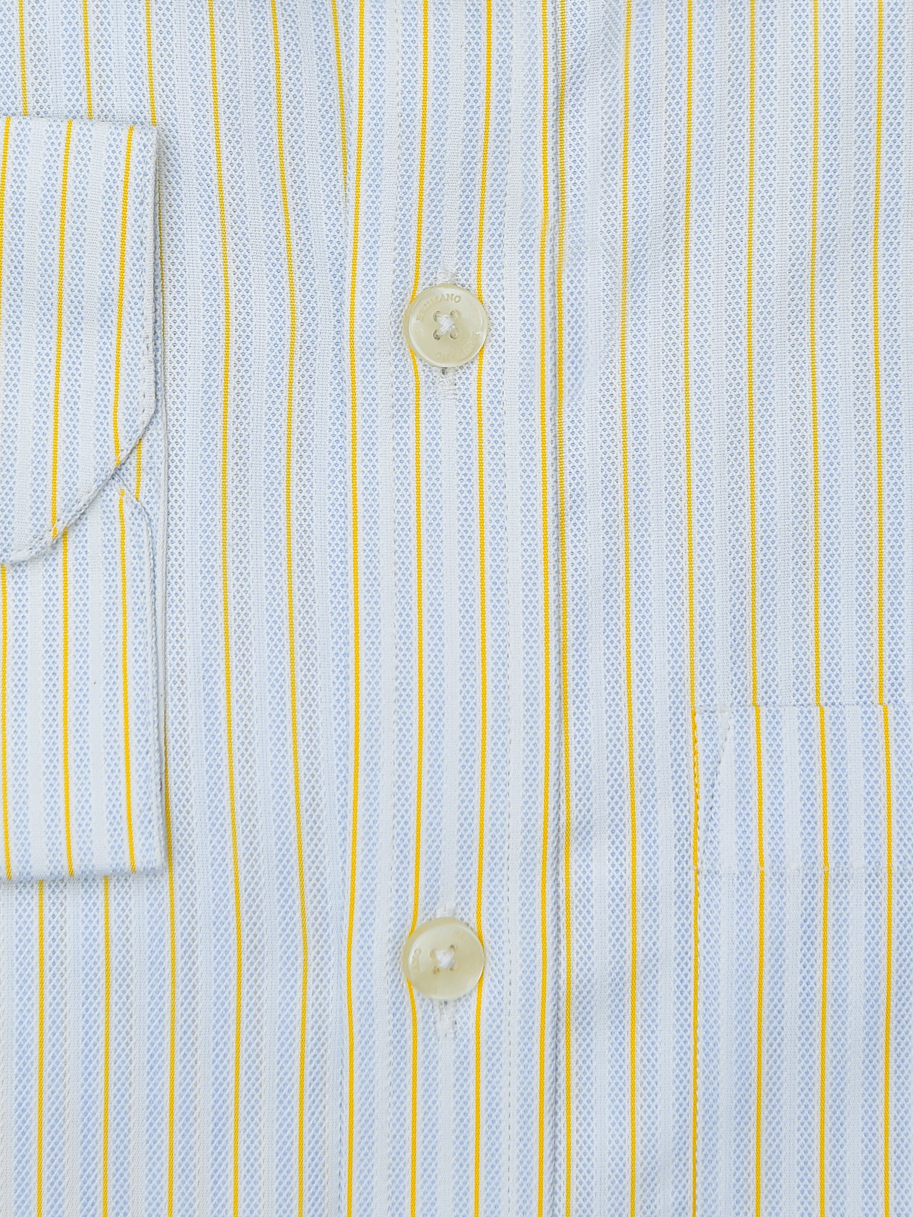 Light Blue & Yellow Structured Striped Formal Shirt