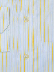 Light Blue & Yellow Structured Striped Formal Shirt