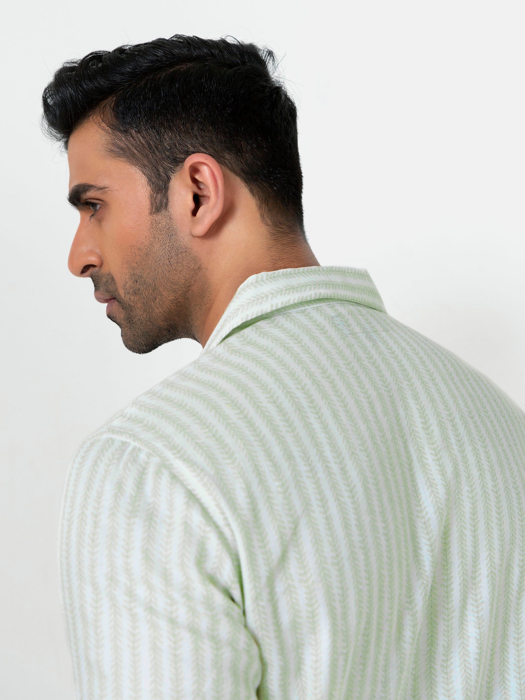Light Green Half Sleeve Cuban Collar Shirt