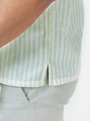 Light Green Half Sleeve Cuban Collar Shirt