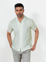 Light Green Half Sleeve Cuban Collar Shirt