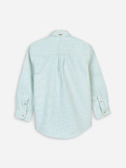 Light Green Oxford Striped Long Sleeve Casual Shirt