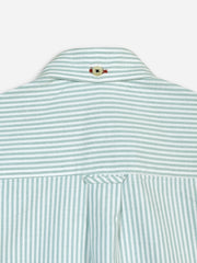 Light Green Oxford Striped Long Sleeve Casual Shirt