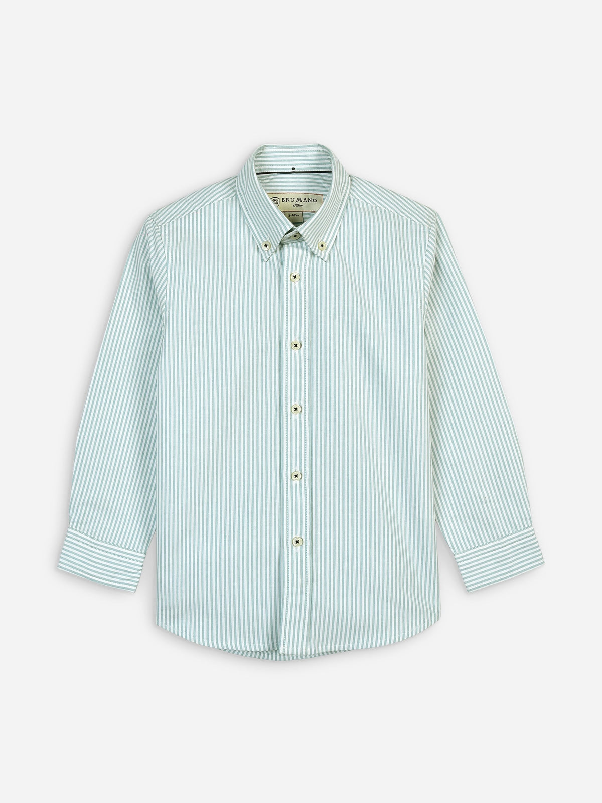 Light Green Oxford Striped Long Sleeve Casual Shirt