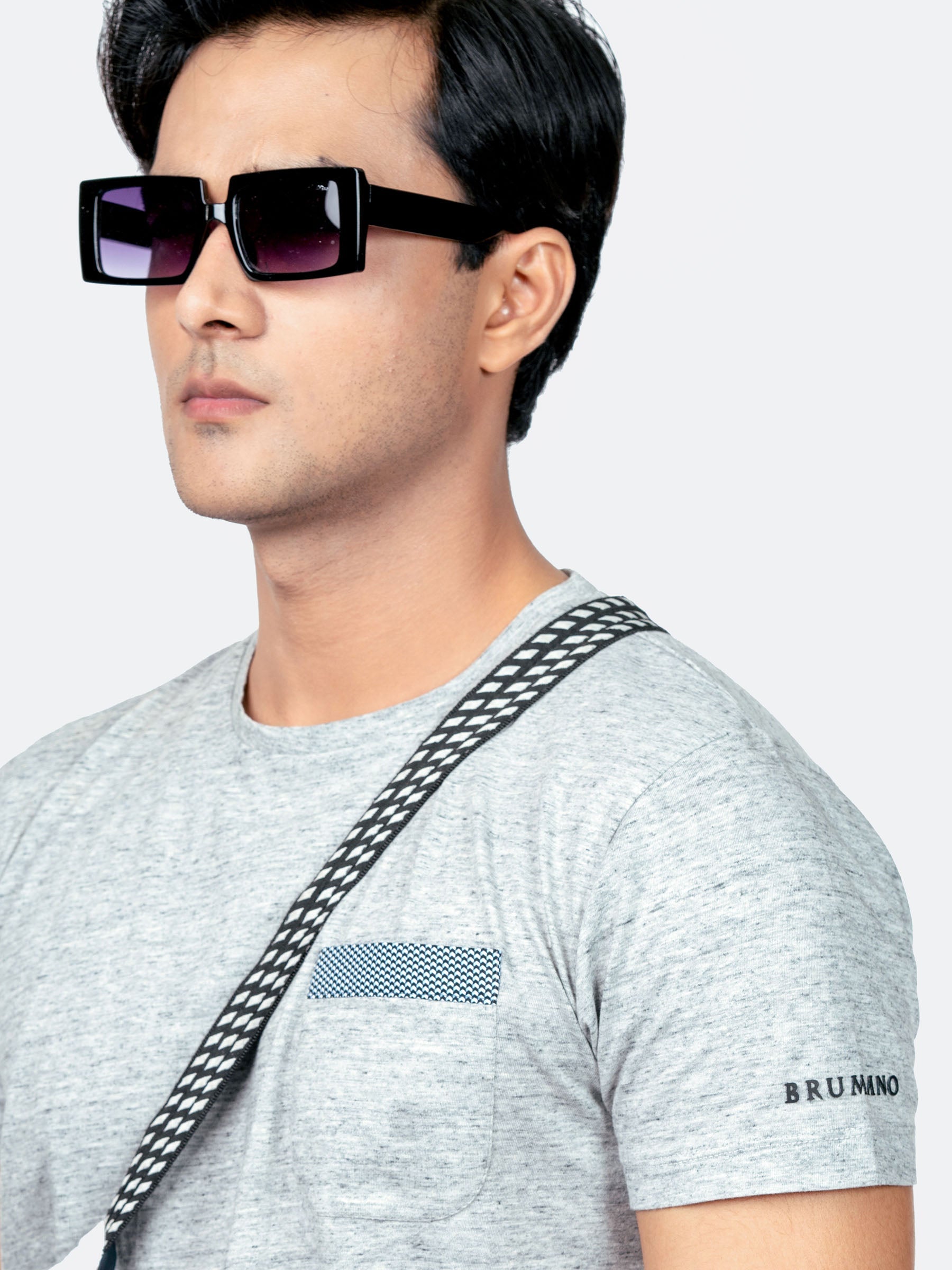 Light Grey Crew Neck T-Shirt With Pocket