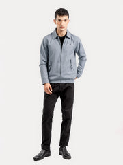 Light Grey Harrington Jacket With Collar