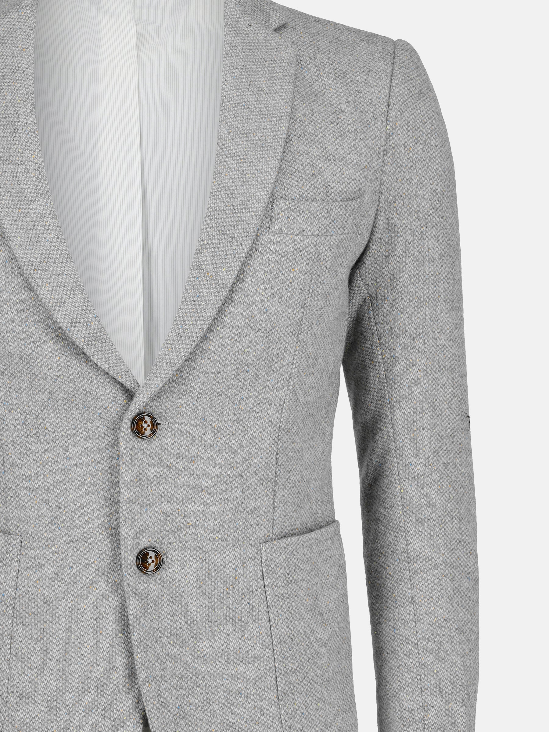 Light Grey Herringbone Cashmere & Wool Blazer - Sartoria