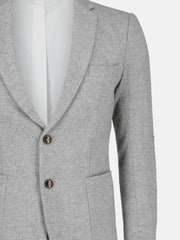 Light Grey Herringbone Cashmere & Wool Blazer - Sartoria