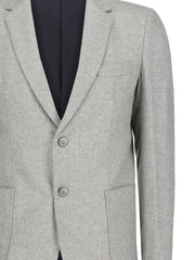 Light Grey Herringbone Wool & Cashmere Blazer - Sartoria