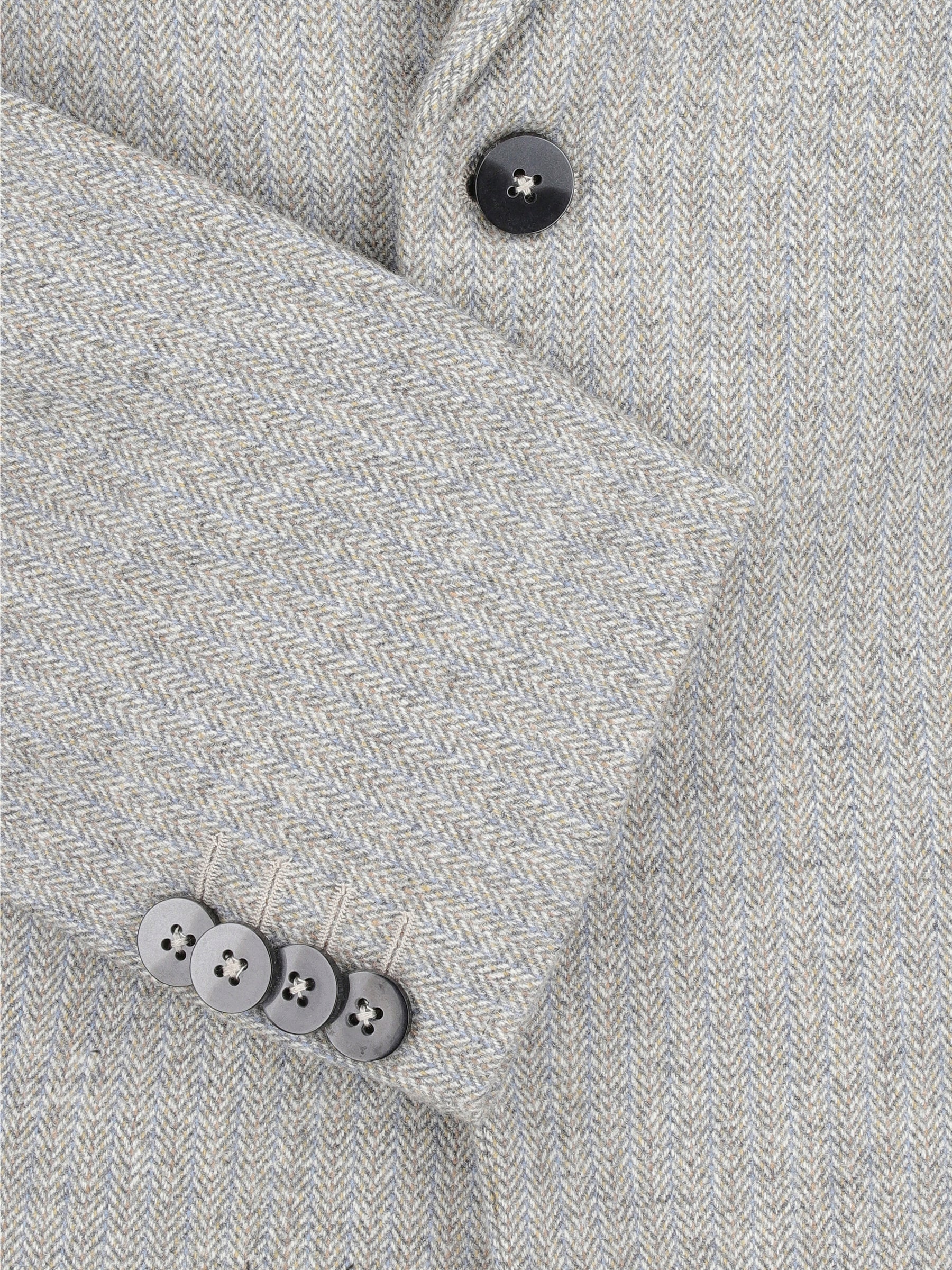 Light Grey Herringbone Wool & Cashmere Blazer - Sartoria