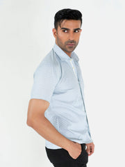 Light Grey Jacquard Patterned Half Sleeve Shirt