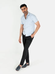 Light Grey Jacquard Patterned Half Sleeve Shirt