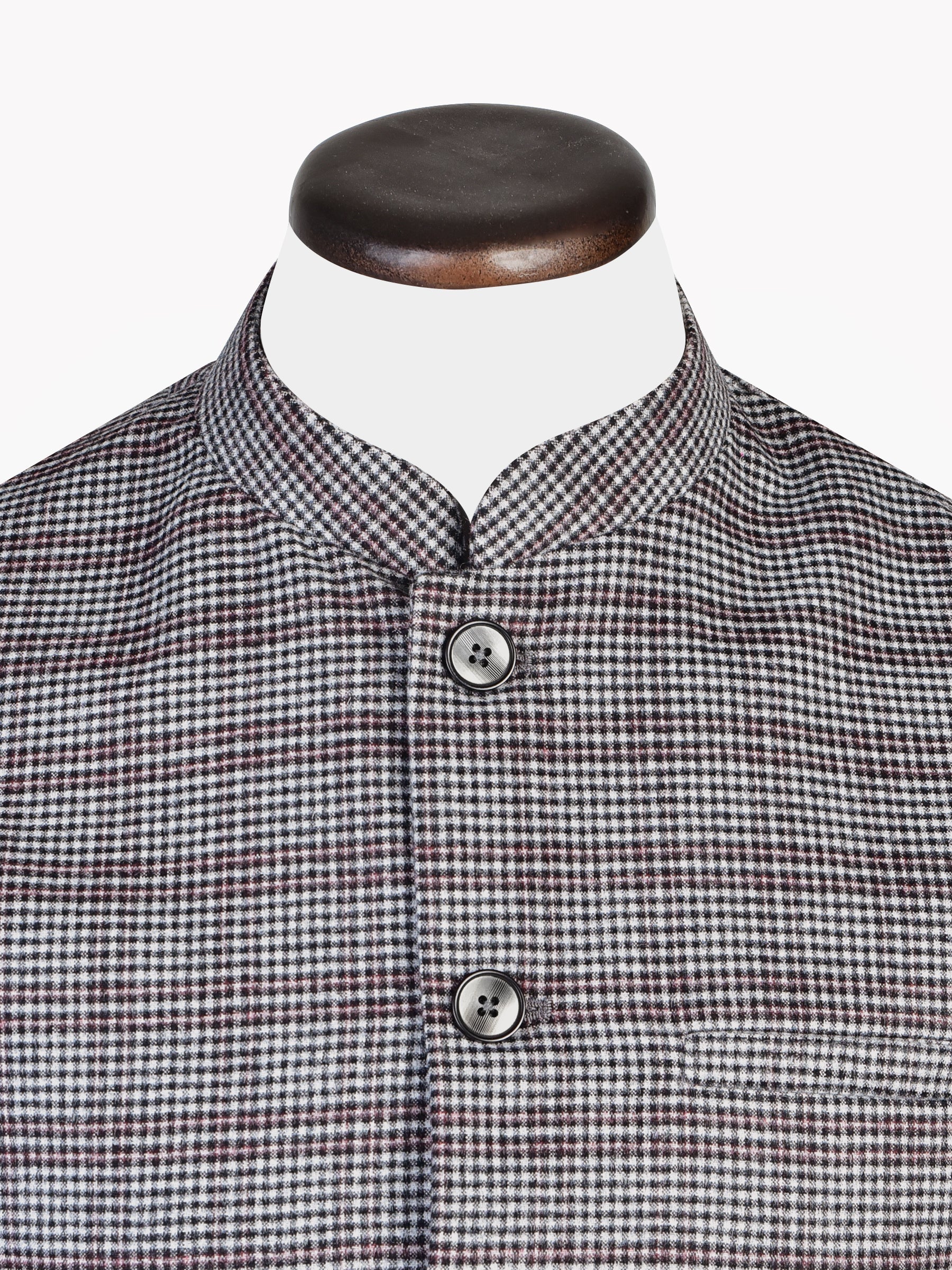 Light Grey Micro Checkered Wool Blended Waistcoat