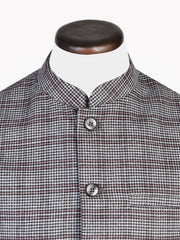 Light Grey Micro Checkered Wool Blended Waistcoat