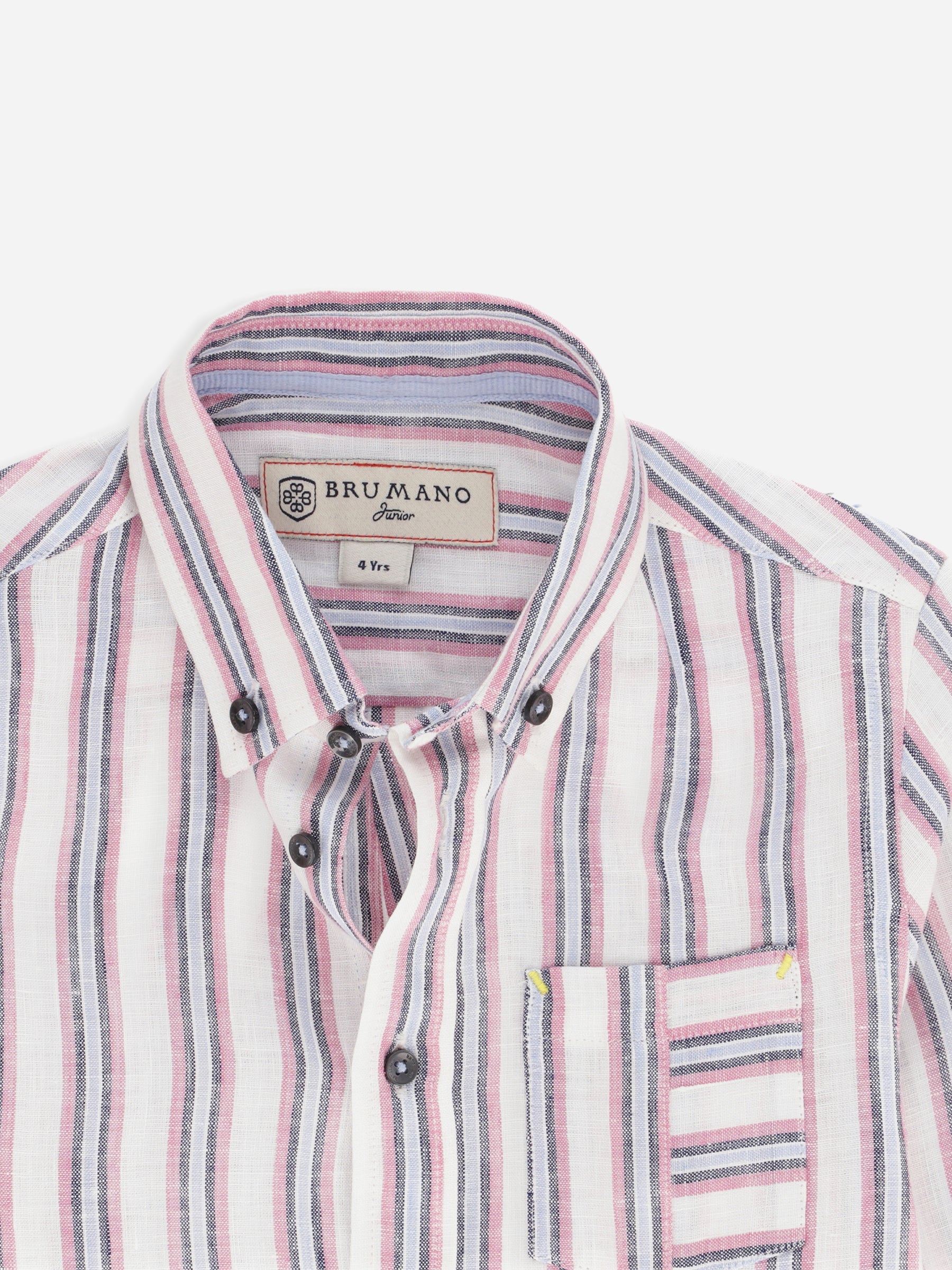 Lilac & Blue 100% Linen Striped Casual Shirt