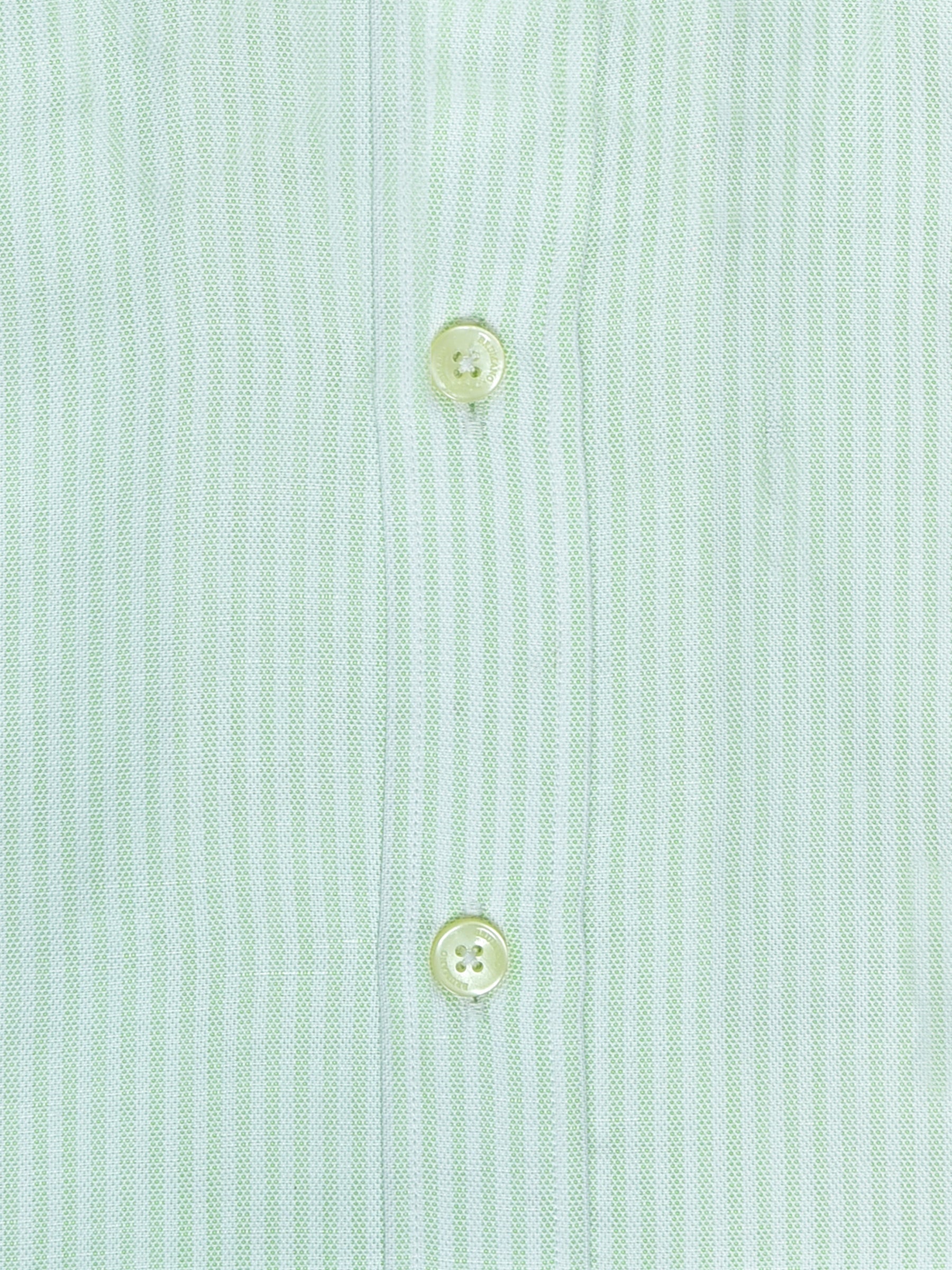 Lime Green & White Striped Cotton/Linen Shirt