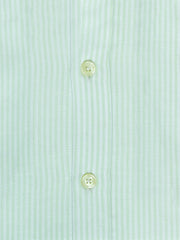 Lime Green & White Striped Cotton/Linen Shirt