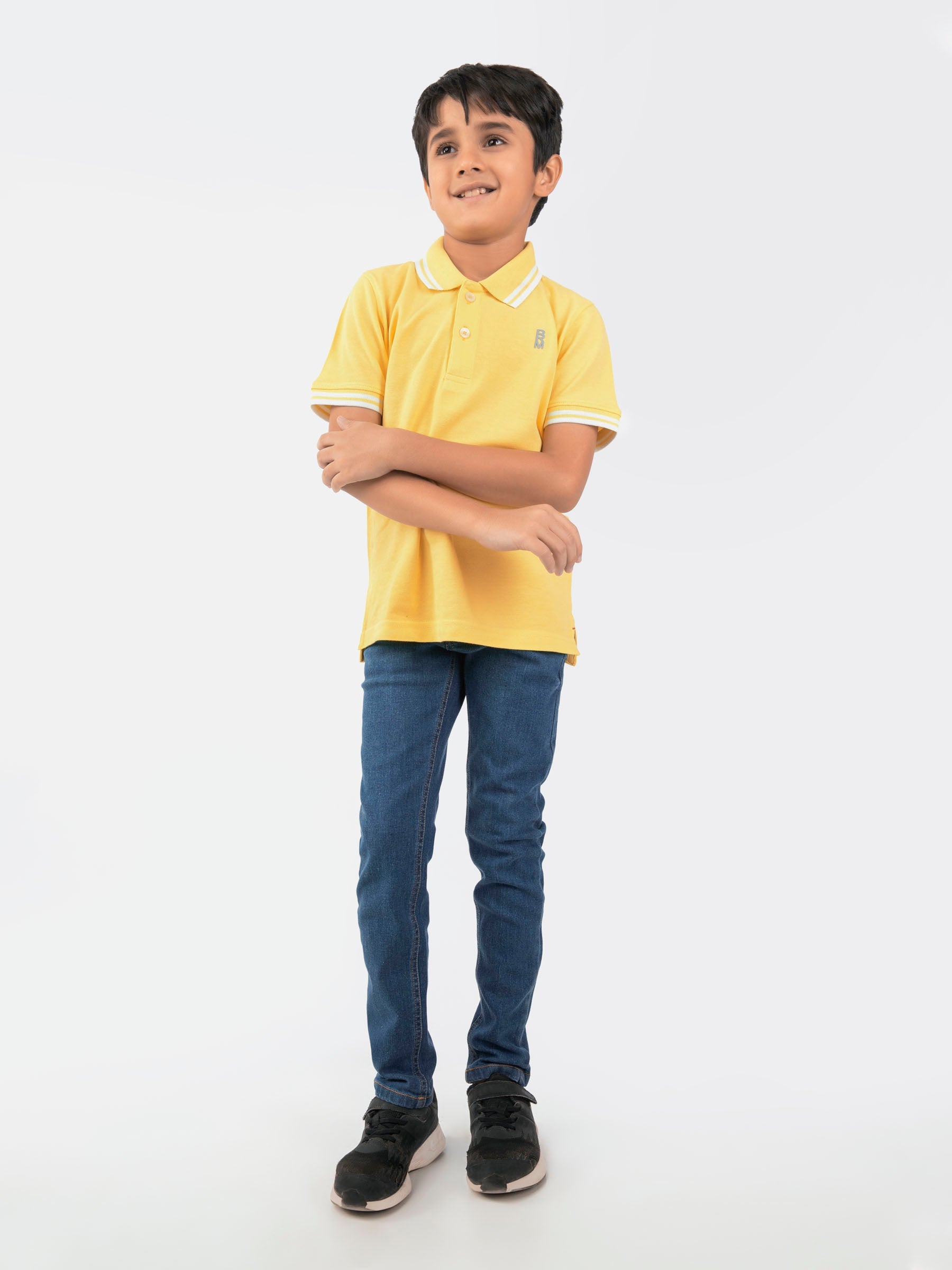 Lime Yellow Pique Casual Tipped polo