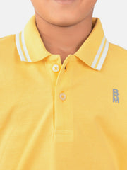 Lime Yellow Pique Casual Tipped polo