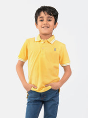 Lime Yellow Pique Casual Tipped polo