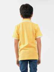 Lime Yellow Pique Casual Tipped polo