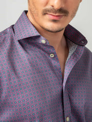 Magenta Geometric Printed Shirt