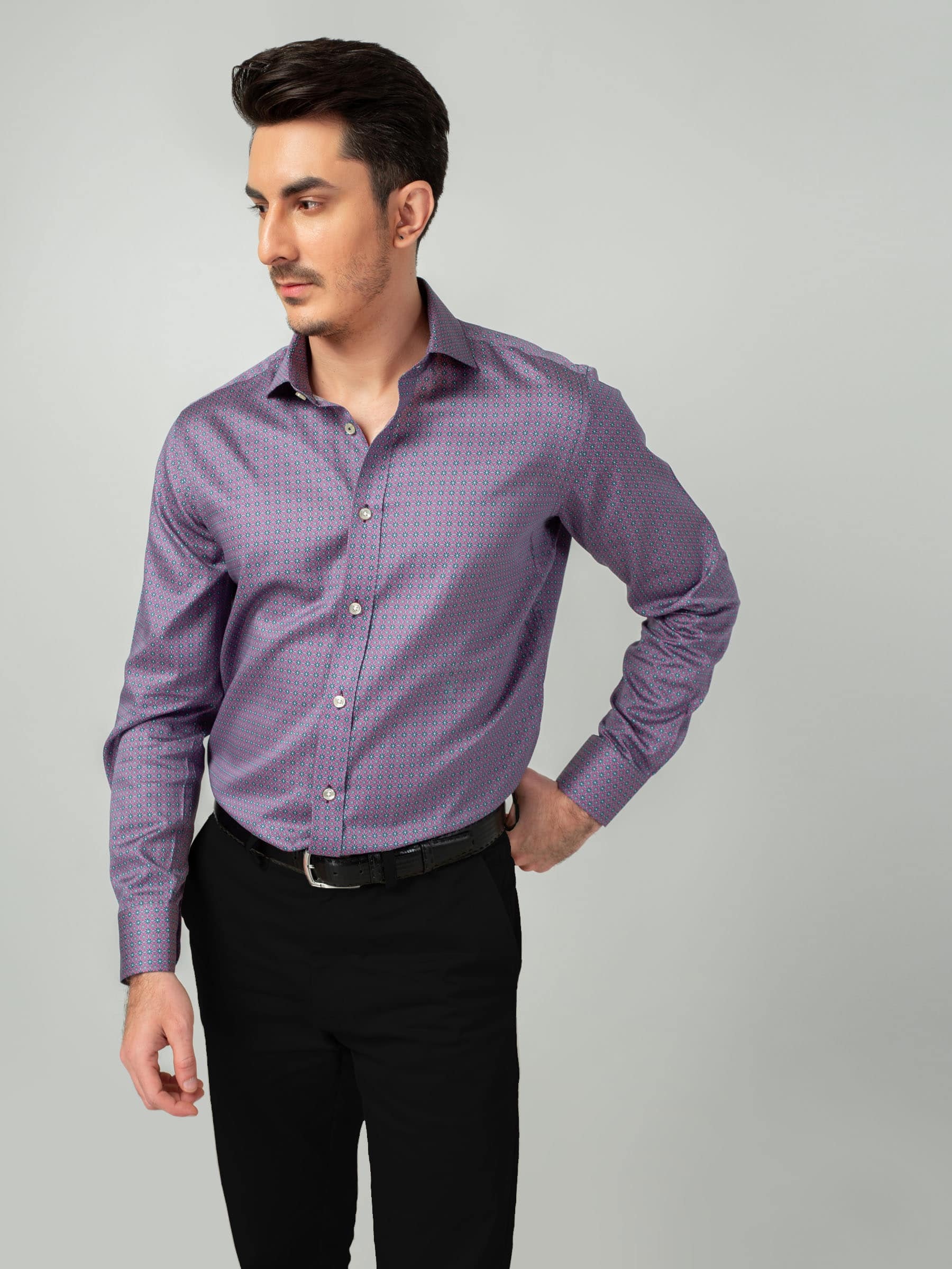Magenta Geometric Printed Shirt