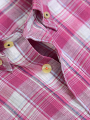 Magenta Linen Checkered Shirt