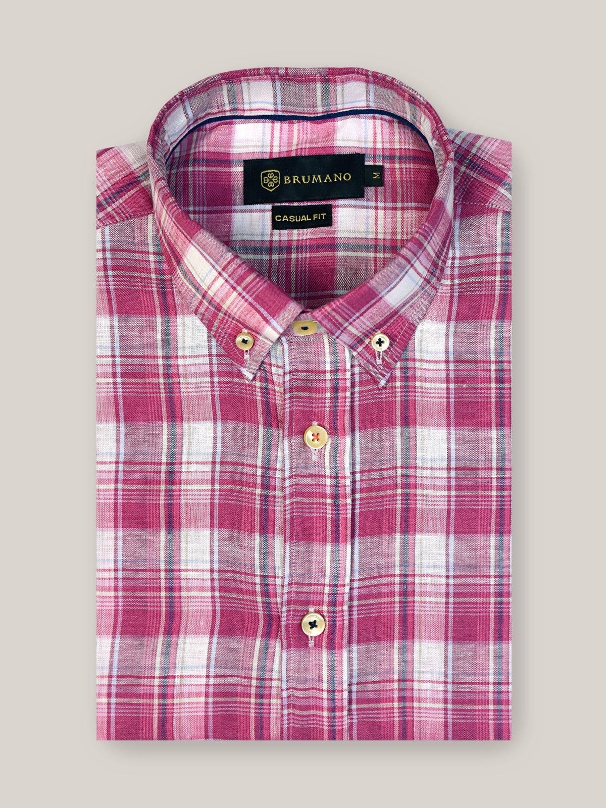 Magenta Linen Checkered Shirt
