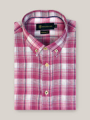 Magenta Linen Checkered Shirt
