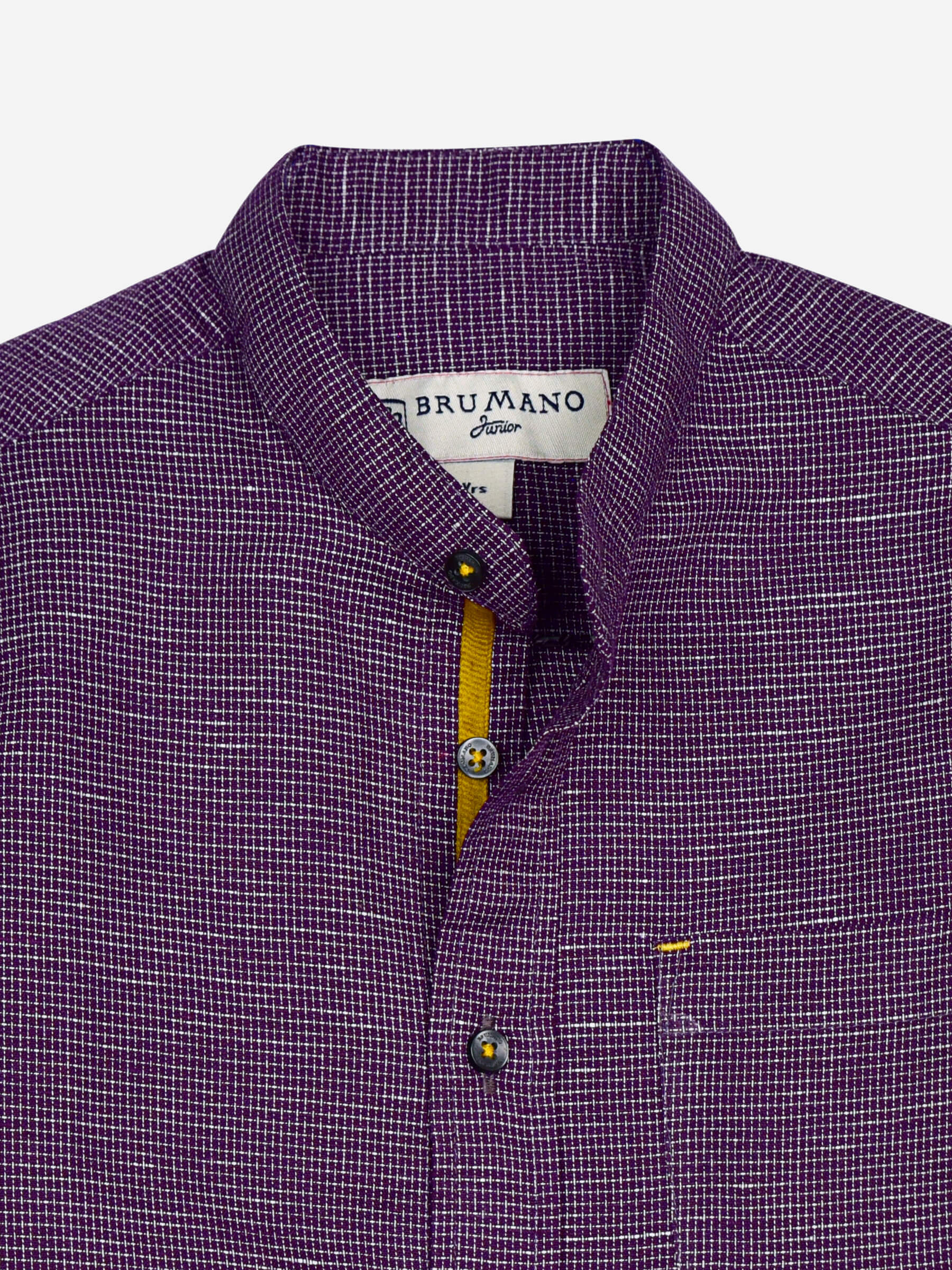 Magenta Mao Collar Short Sleeve Casual Shirt
