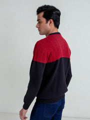 Maroon & Black Crew Neck Jumper