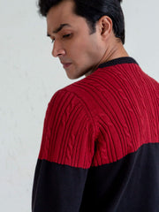 Maroon & Black Crew Neck Jumper