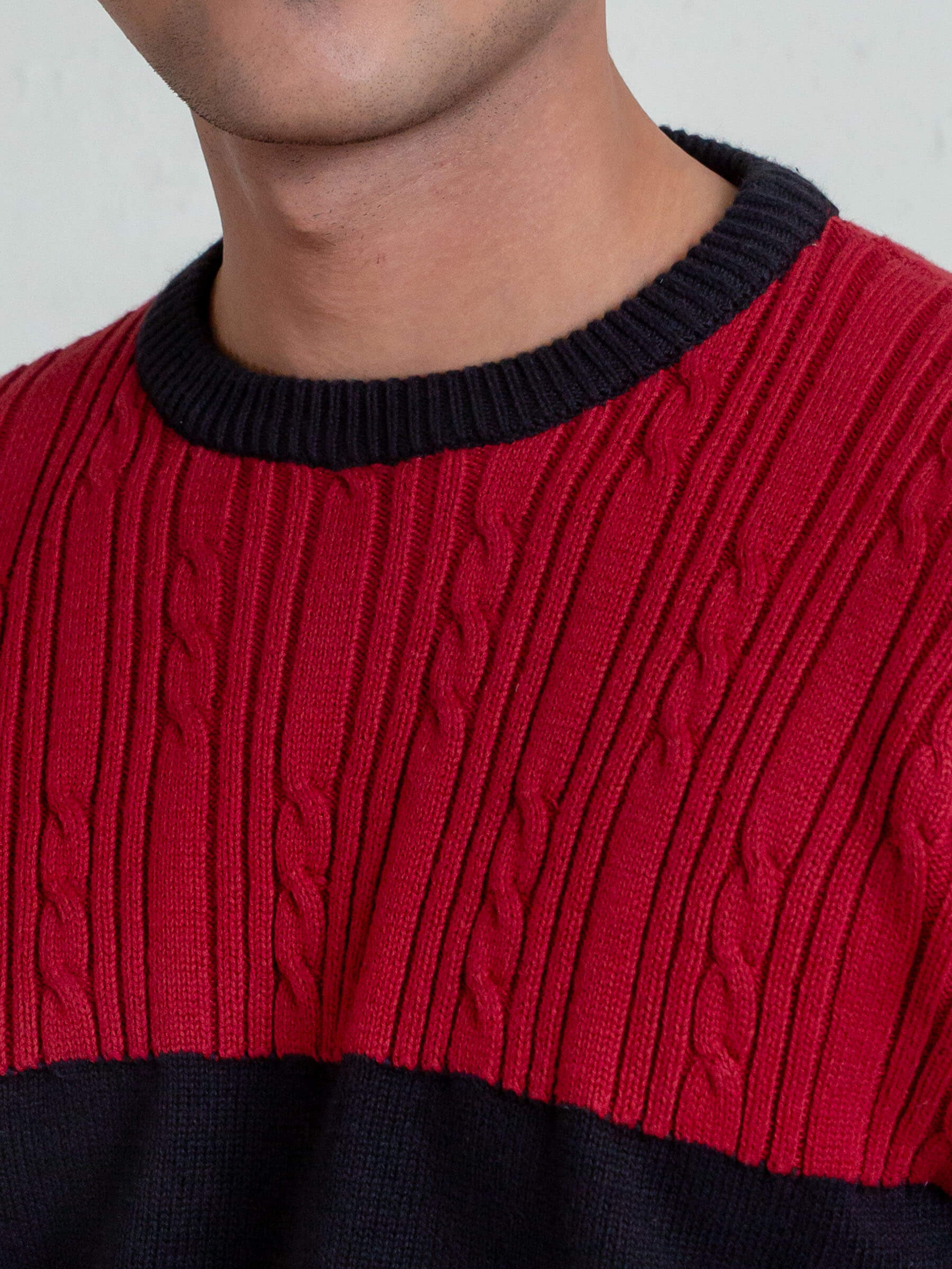 Maroon & Black Crew Neck Jumper