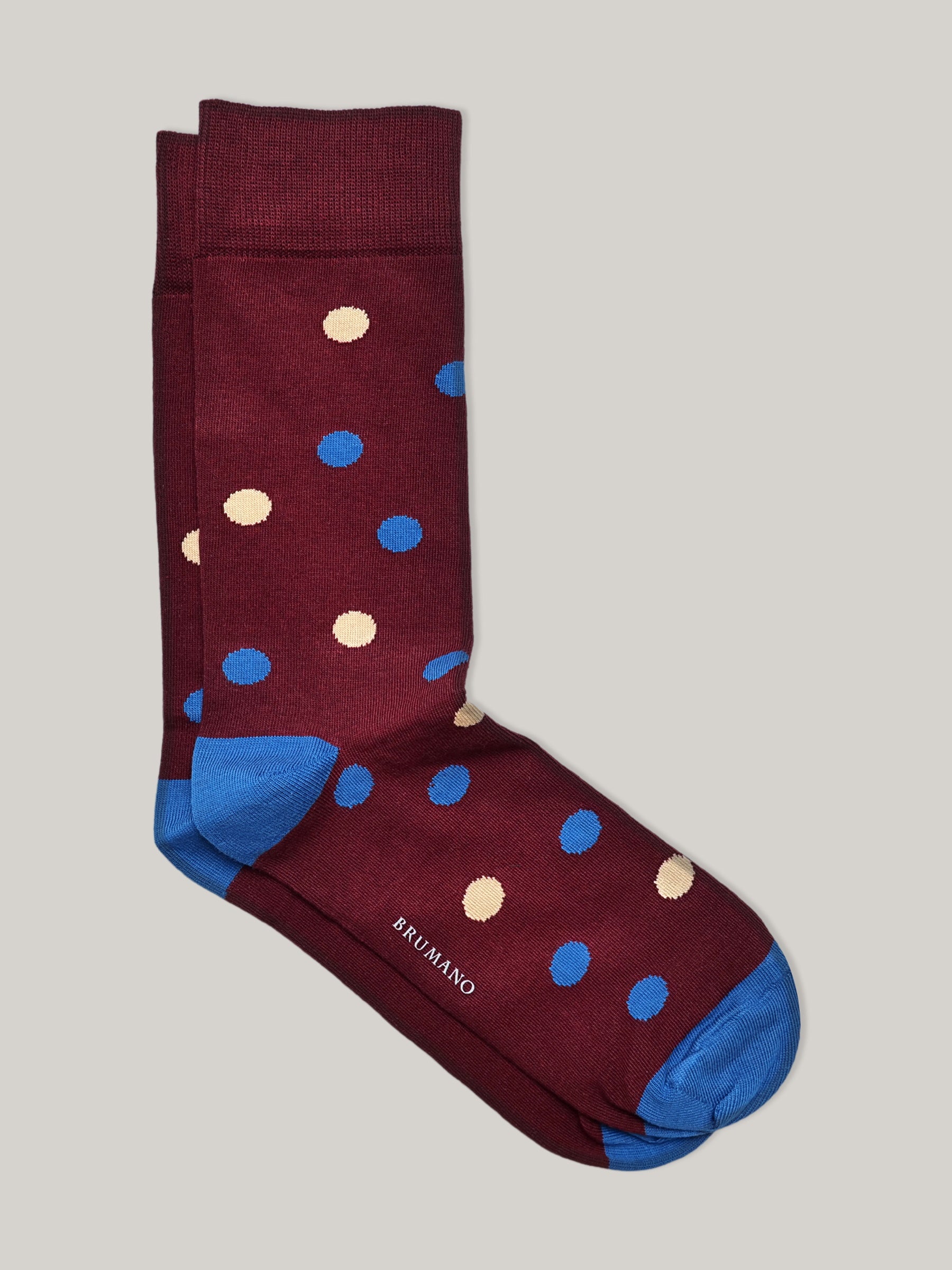 Maroon & Blue Polka Dot Cotton Socks