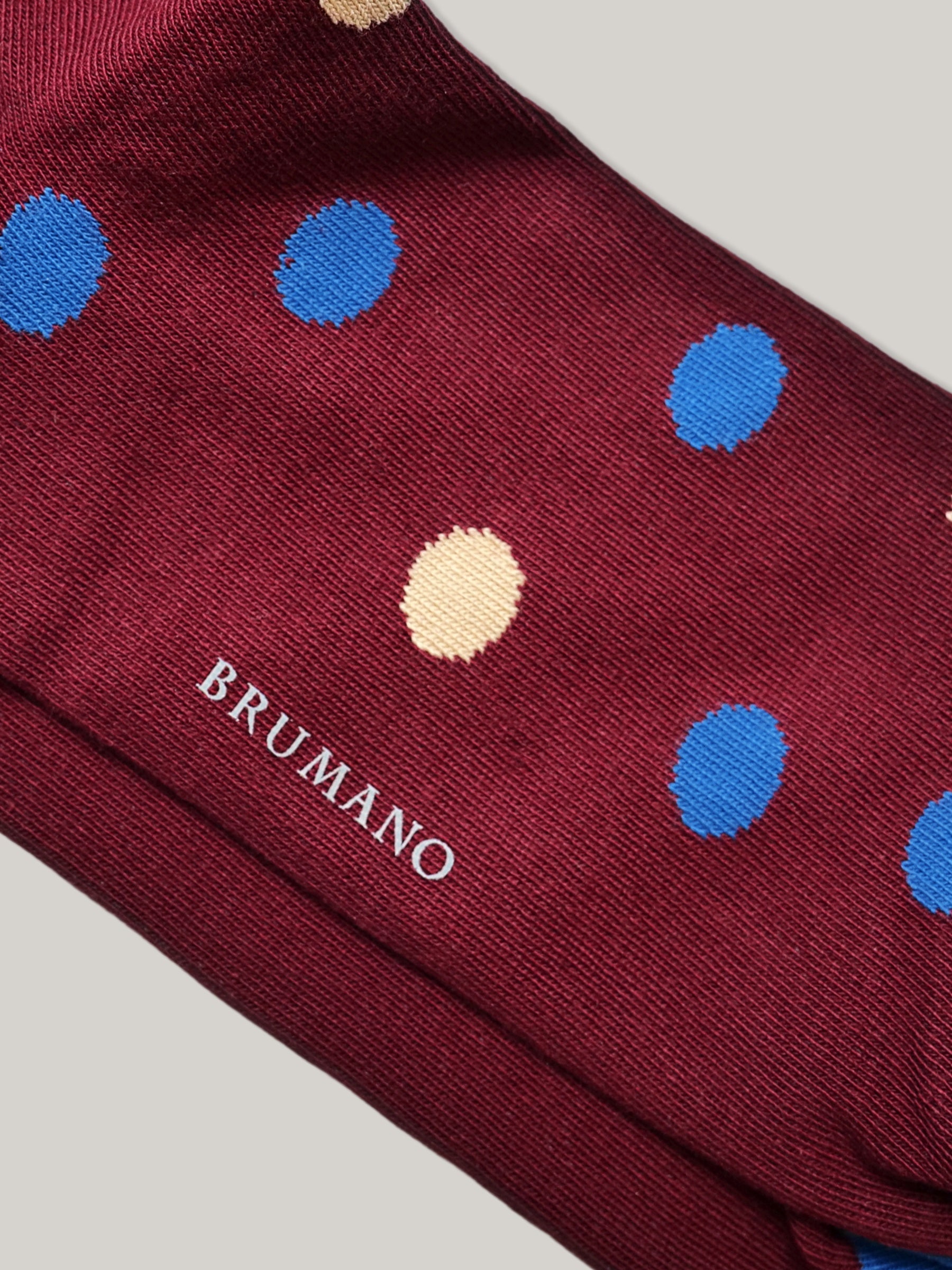 Maroon & Blue Polka Dot Cotton Socks