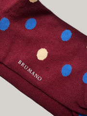 Maroon & Blue Polka Dot Cotton Socks
