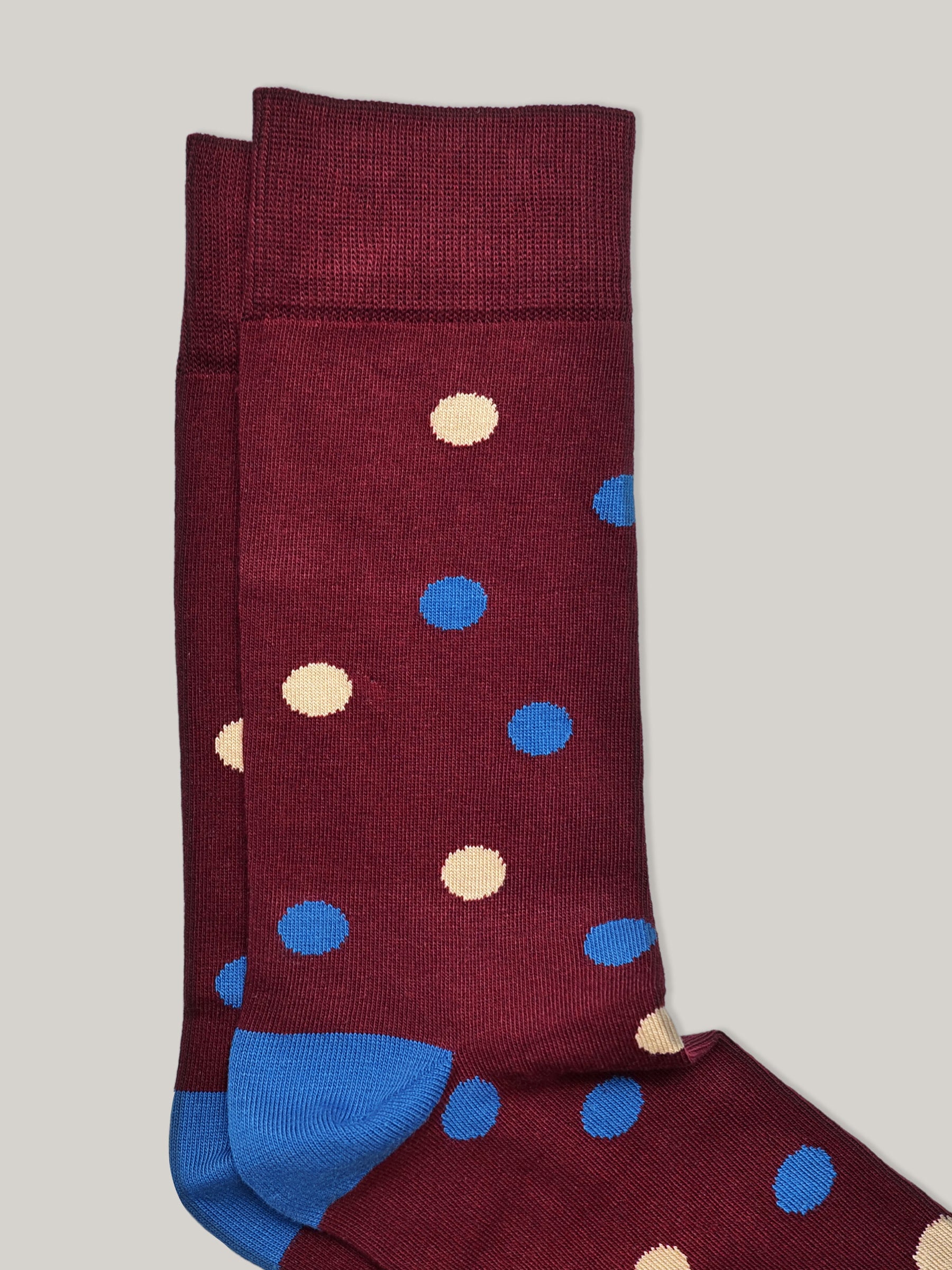 Maroon & Blue Polka Dot Cotton Socks