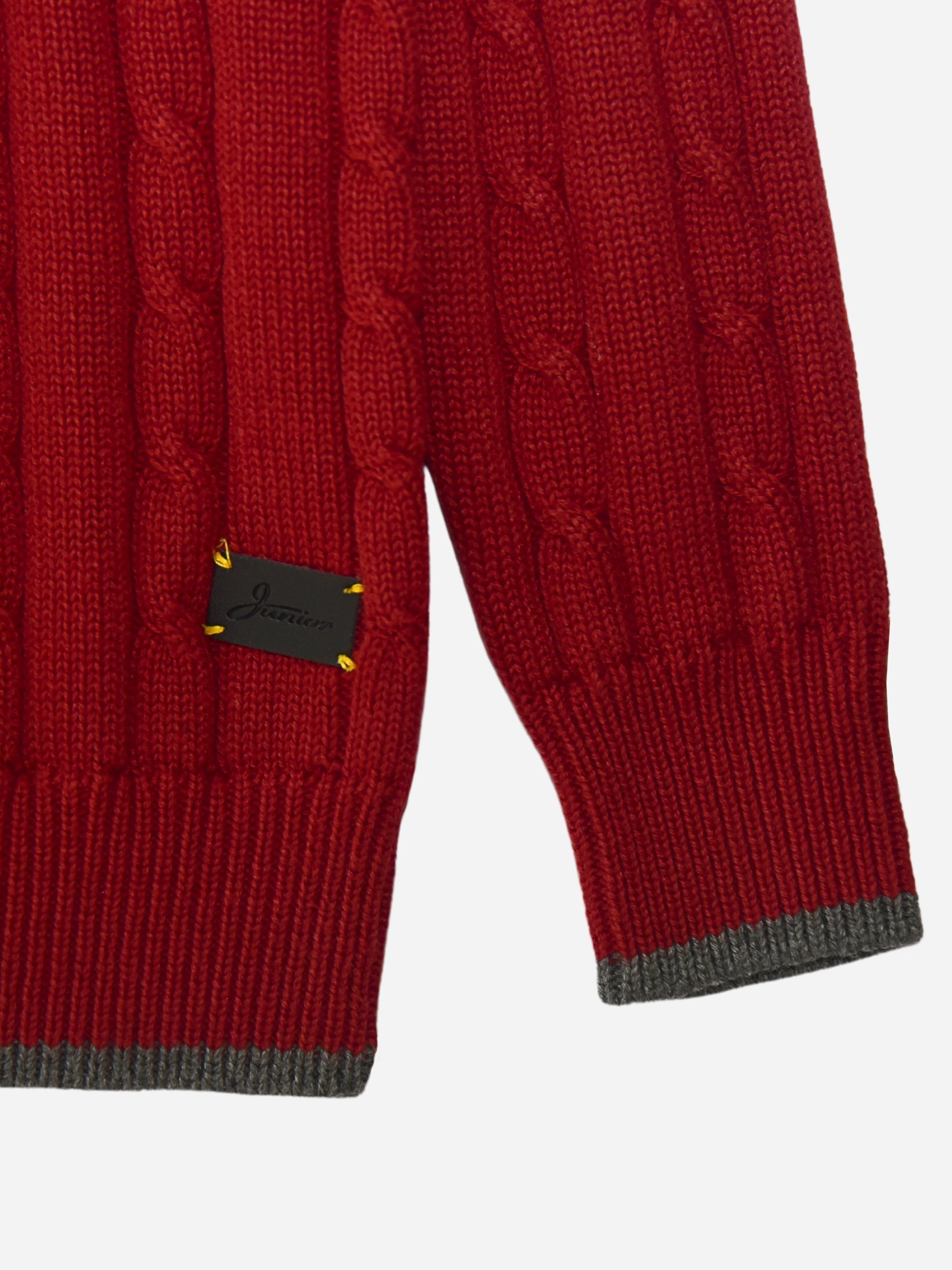 Maroon Cable Knitted Mock Neck Casual Sweater