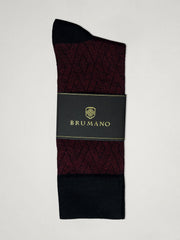 Maroon Diamond Patterned Cotton Socks