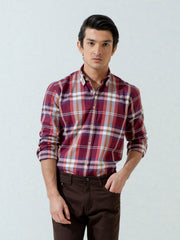 Maroon Flannel Large Checkered Shirt