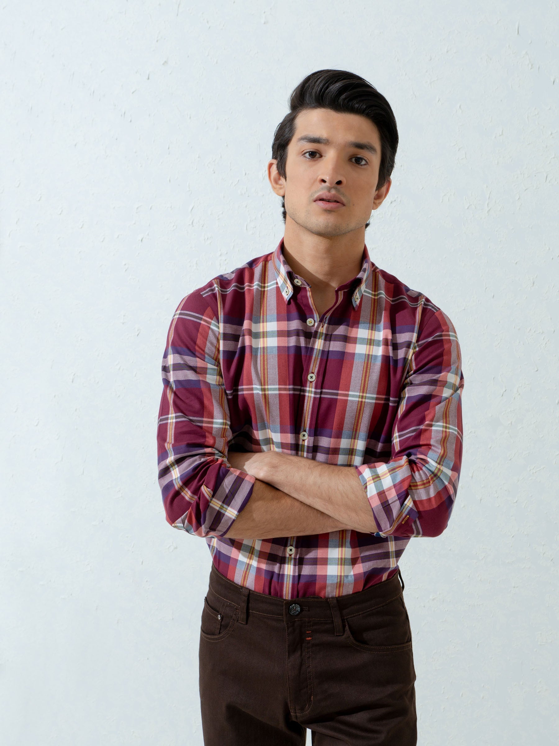 Maroon Flannel Large Checkered Shirt