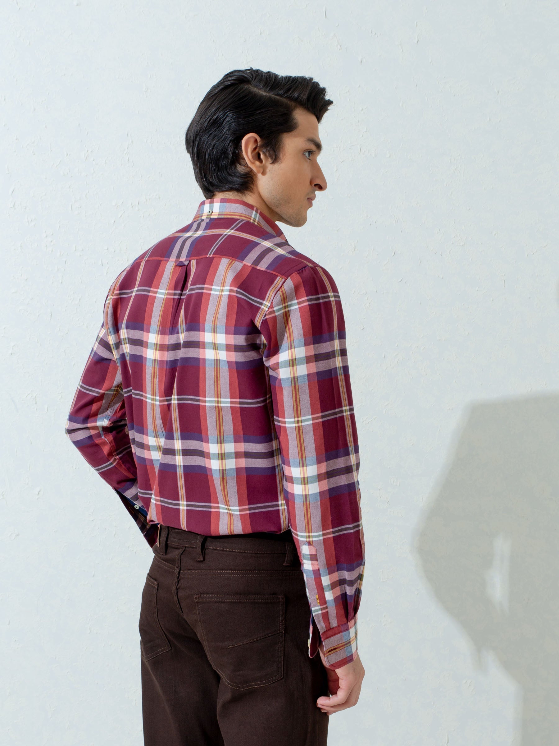 Maroon Flannel Large Checkered Shirt
