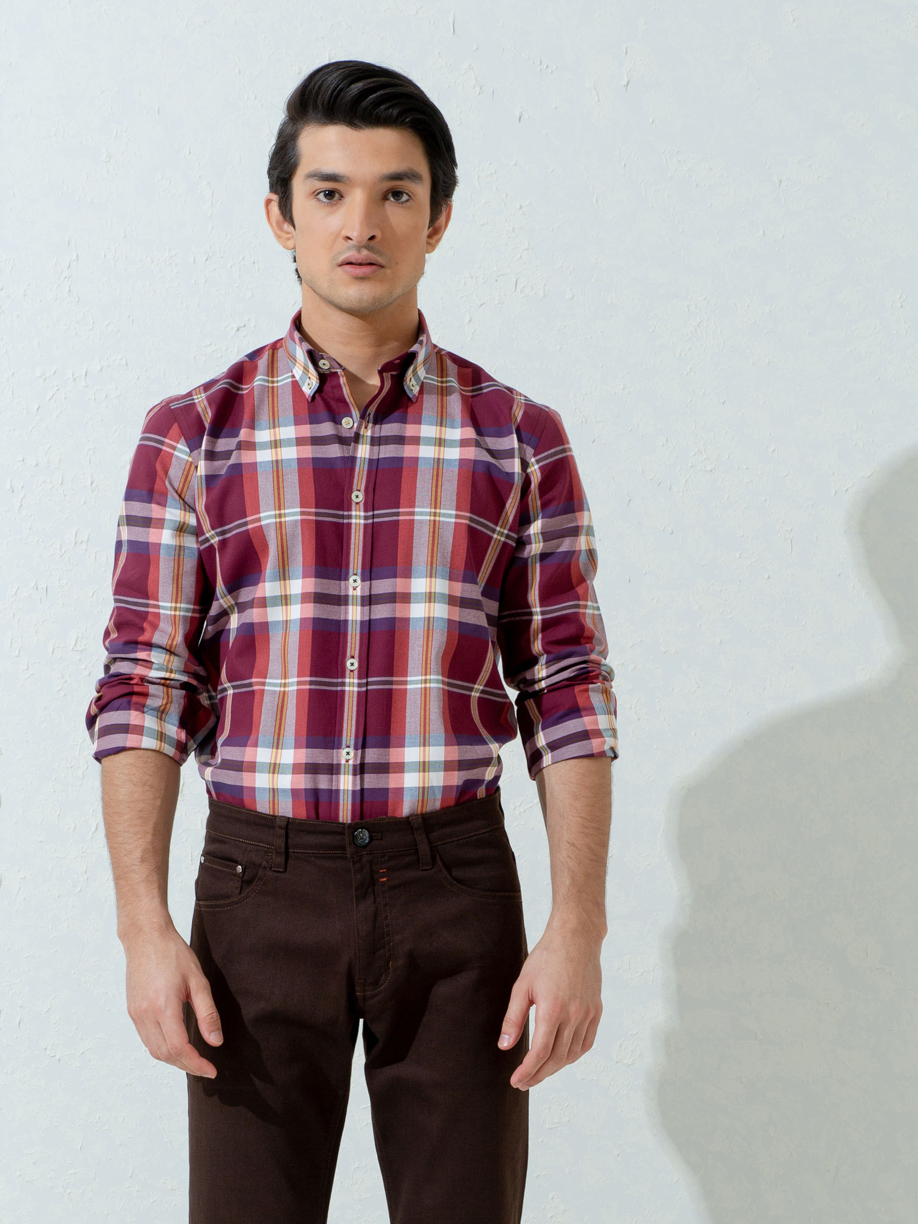 Maroon Flannel Large Checkered Shirt