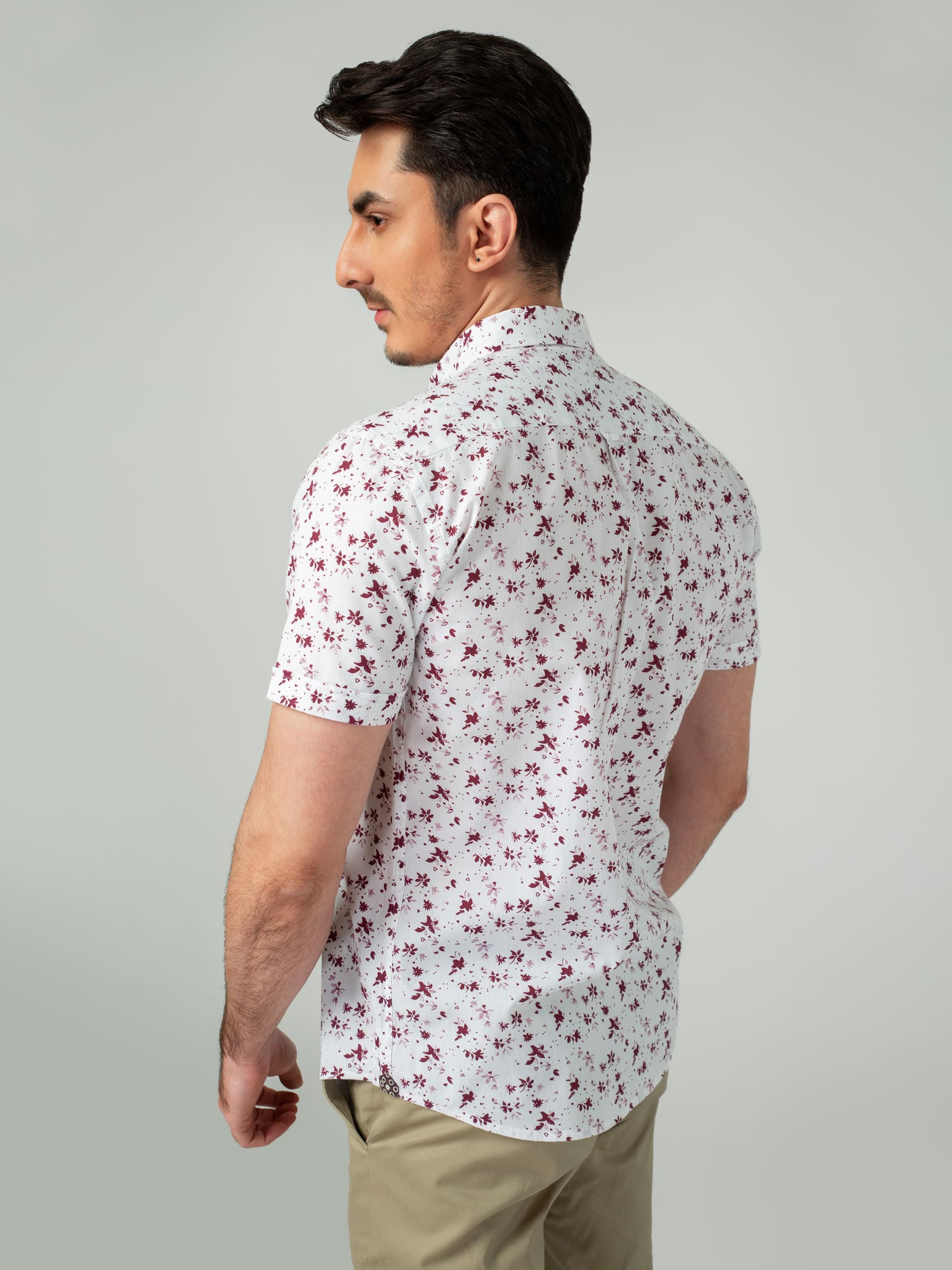 Maroon Floral Half Sleeve Printed Shirt