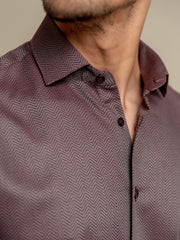 Maroon & Grey Herringbone Formal Shirt