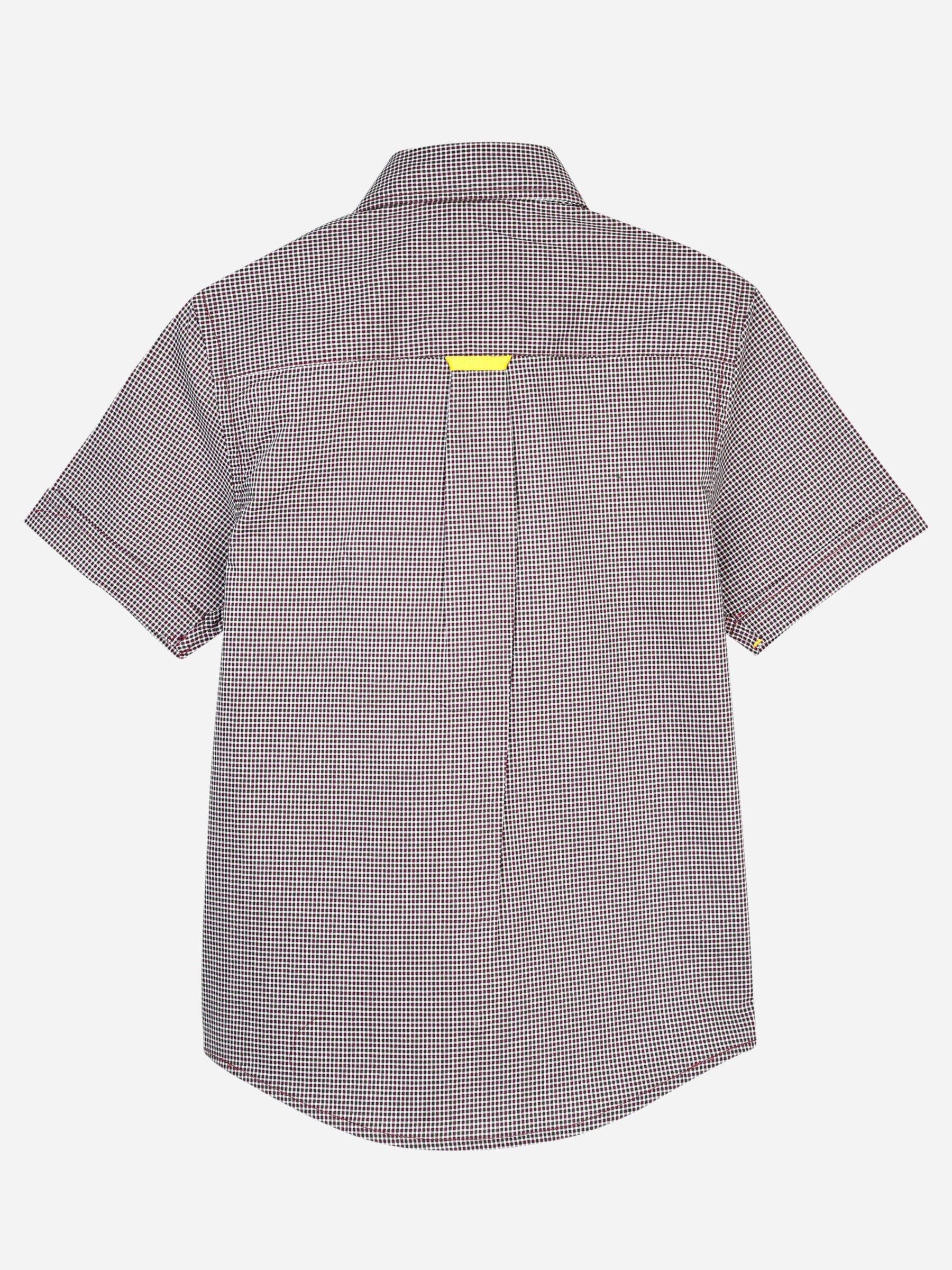 Maroon Micro Checkered Short Sleeve Shirt